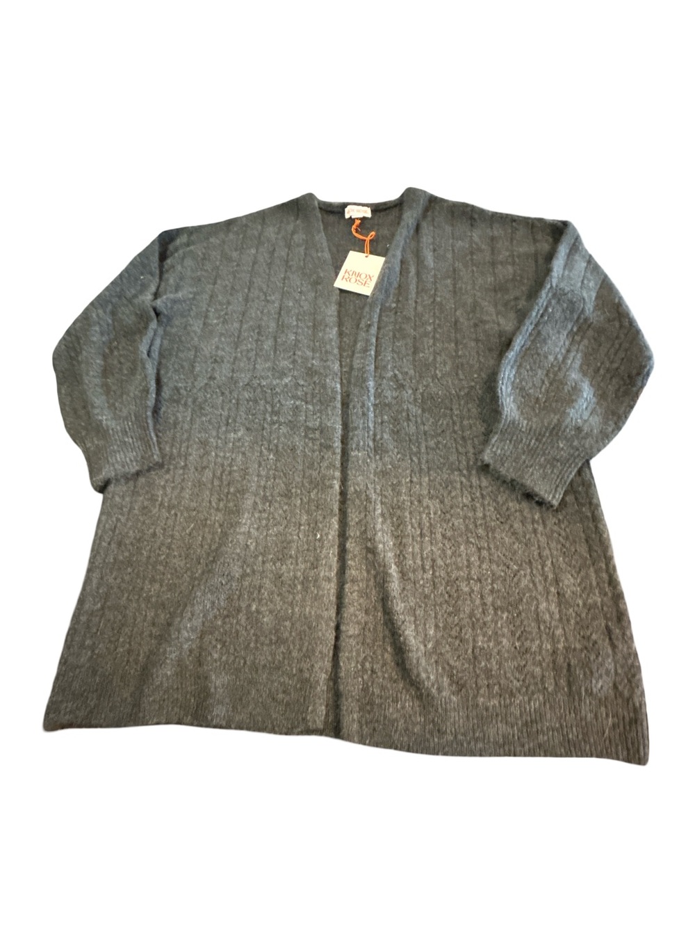 NWT Granola Girl Dark Charcoal Gray Open Front Cardigan Earthy L Cottagecore